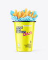 Glossy Paper Cup w/ French Fries Mockup