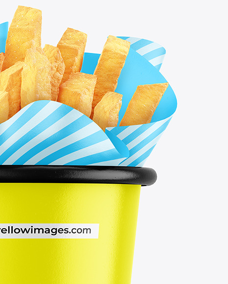 Glossy Paper Cup w/ French Fries Mockup