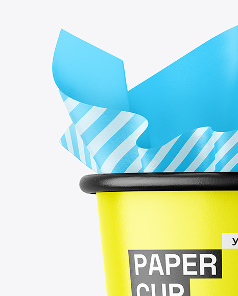 Glossy Paper Cup w/ French Fries Mockup