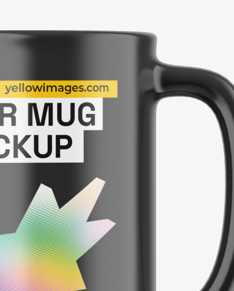 Glossy Ceramic Beer Mug Mockup