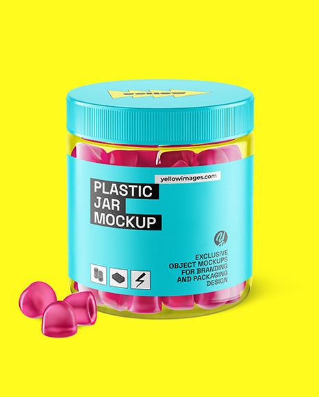 Plastic Jar with Gummies Mockup