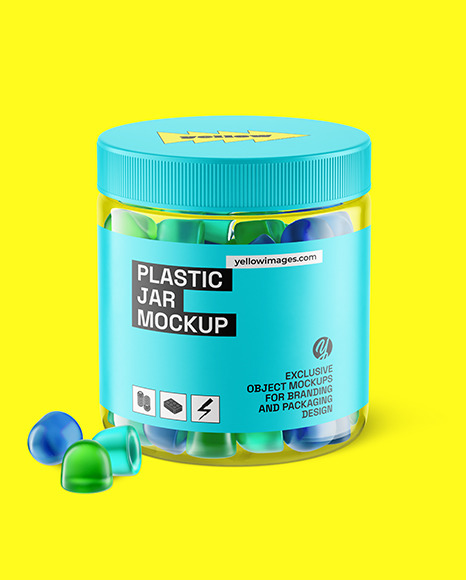 Plastic Jar with Gummies Mockup