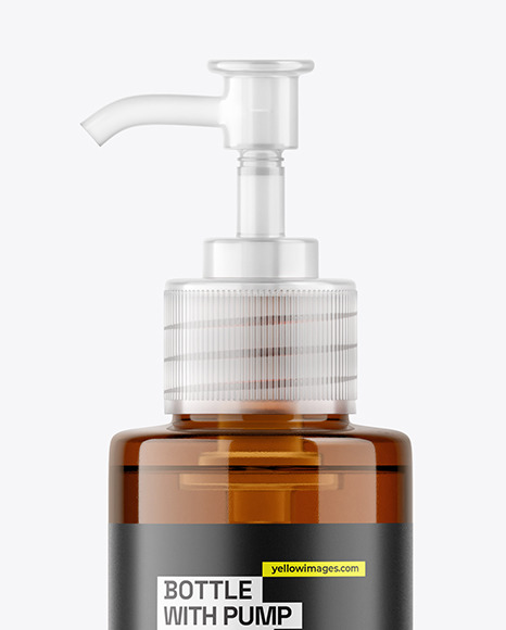 Amber Bottle with Pump Mockup