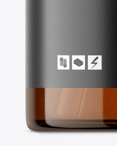 Amber Bottle with Pump Mockup