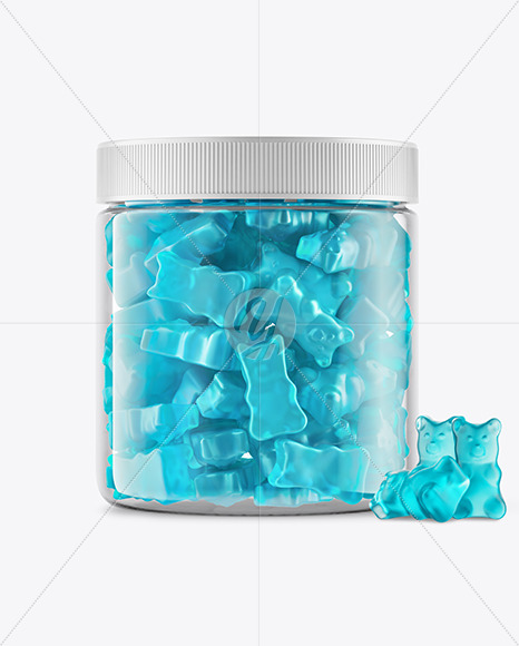 Plastic Jar with Gummies Mockup