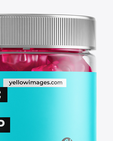 Plastic Jar with Gummies Mockup