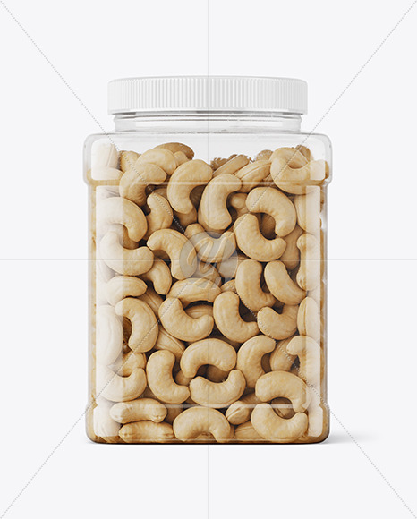 Clear Plastic Cashew Nuts Jar Mockup