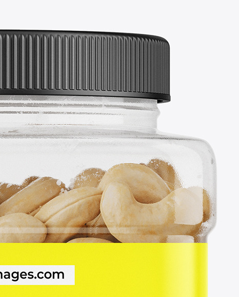 Clear Plastic Cashew Nuts Jar Mockup