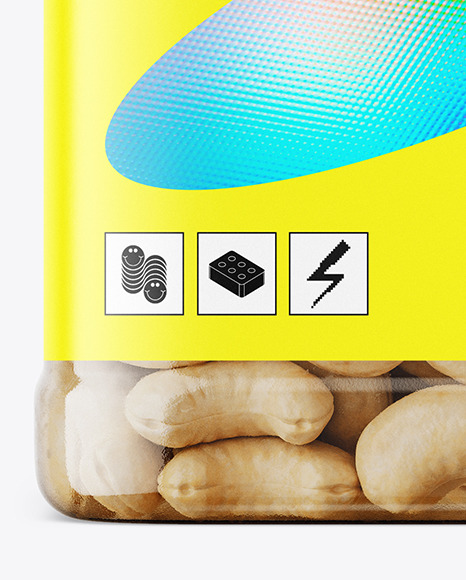 Clear Plastic Cashew Nuts Jar Mockup