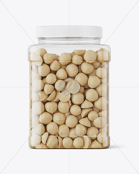 Clear Plastic Macadamia Nuts Jar Mockup