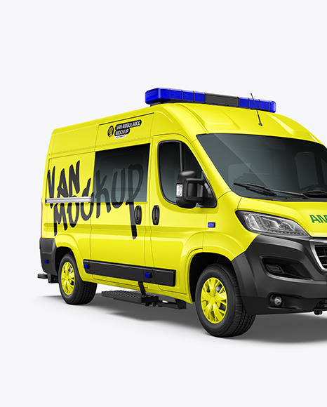 Van Ambulance Mockup - Half Side View