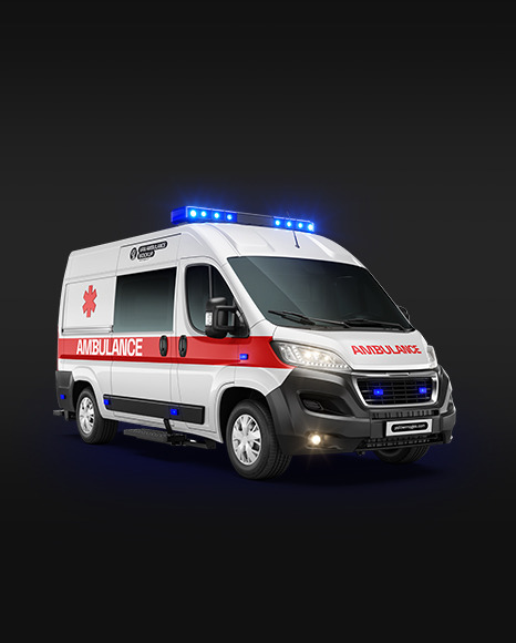 Van Ambulance Mockup - Half Side View