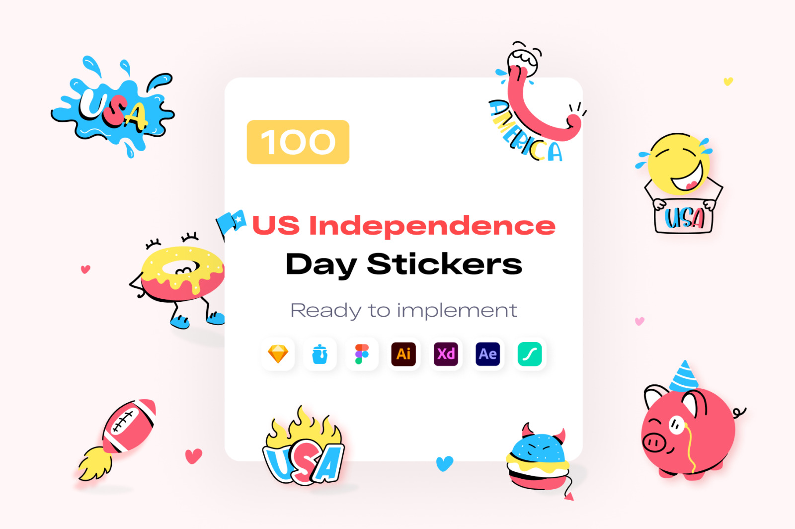 US Independence Day Stickers