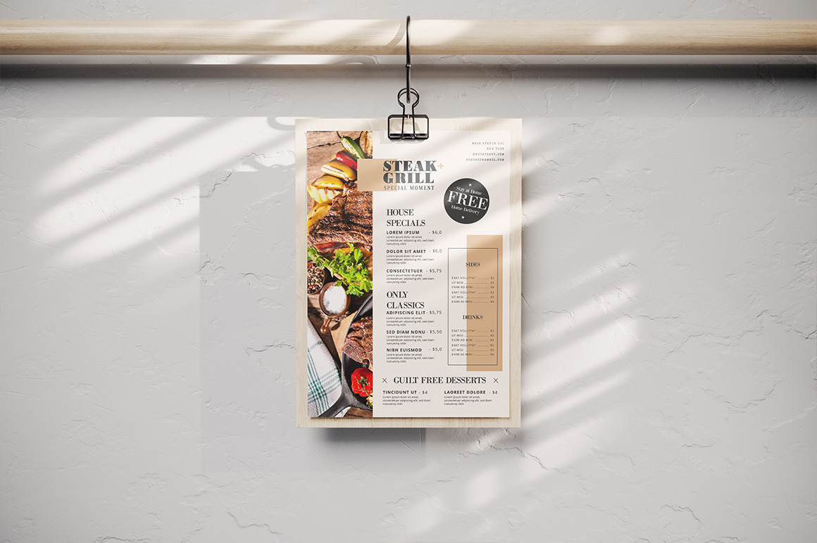 Wooden Clipboard Menu Mockup