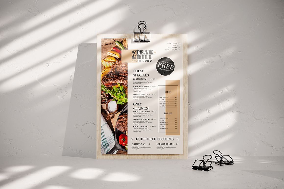Wooden Clipboard Menu Mockup Wooden Clipboard Menu Mockup