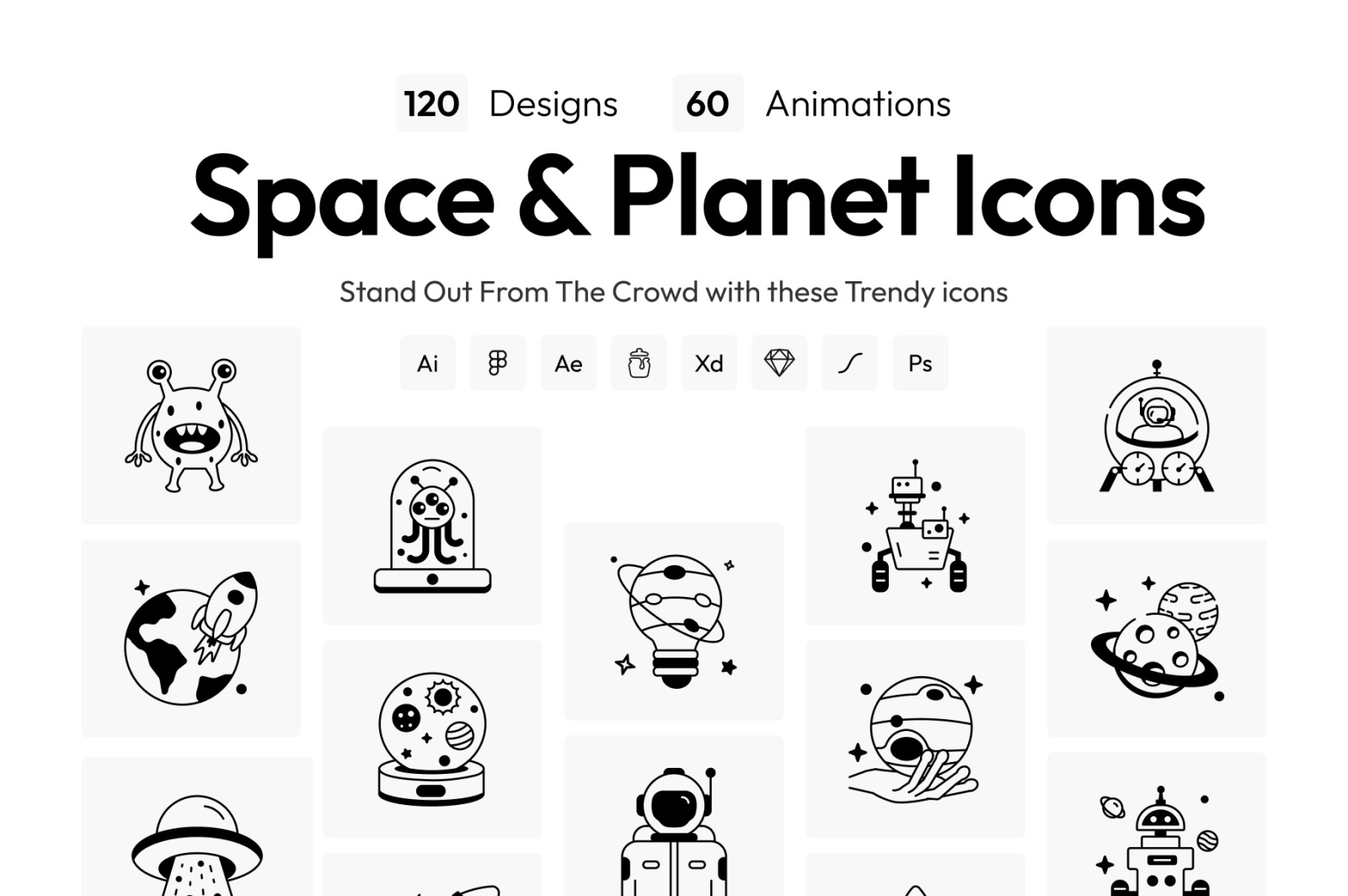 Animated Space and Planet Icons Animated Space and Planet Icons