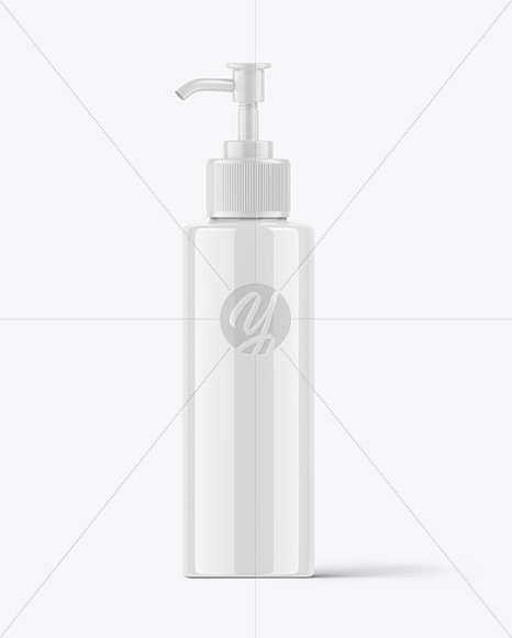 Glossy Bottle with Pump Mockup