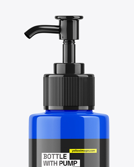 Glossy Bottle with Pump Mockup