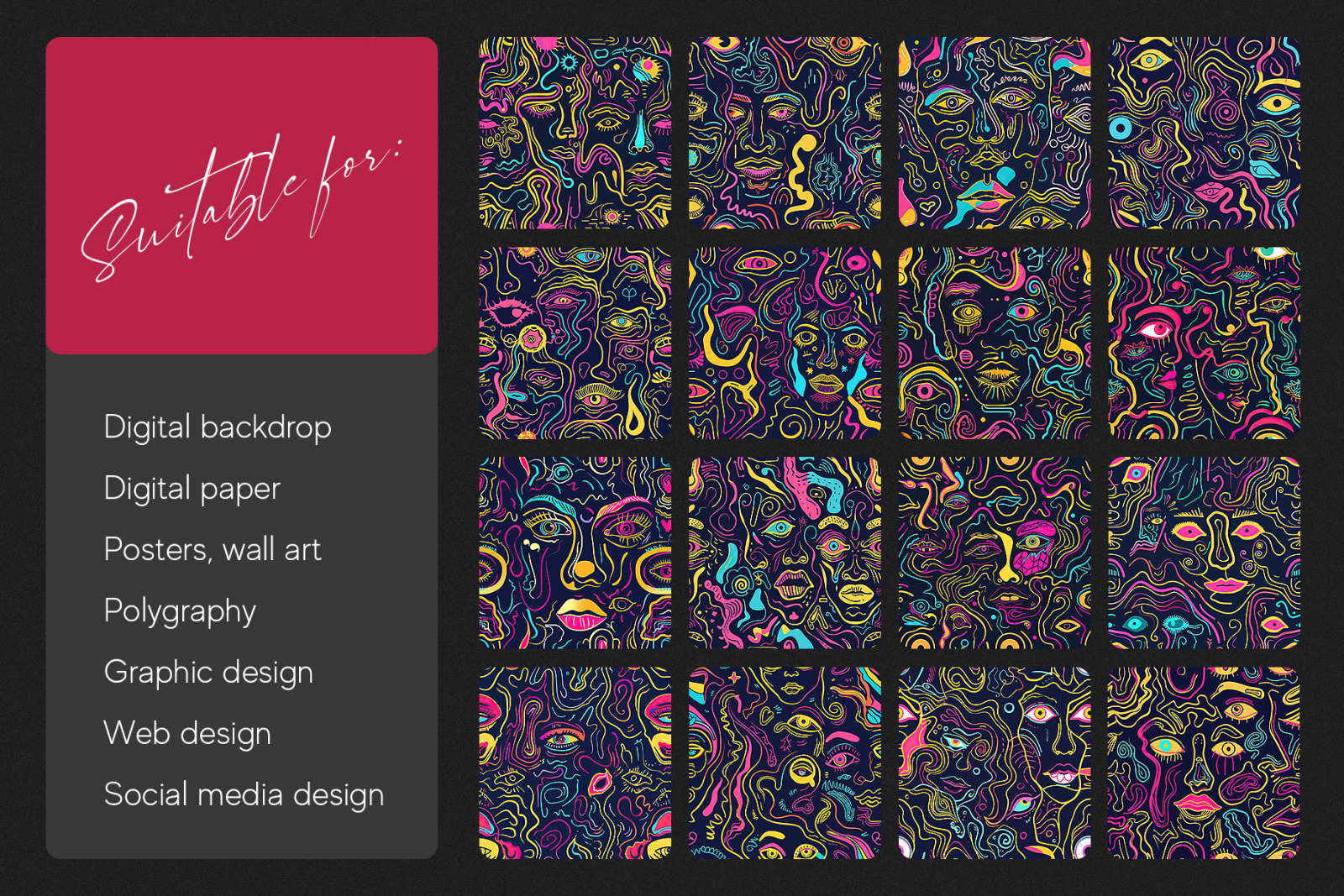 Psy Neon Arthouse Seamless Texture Pack