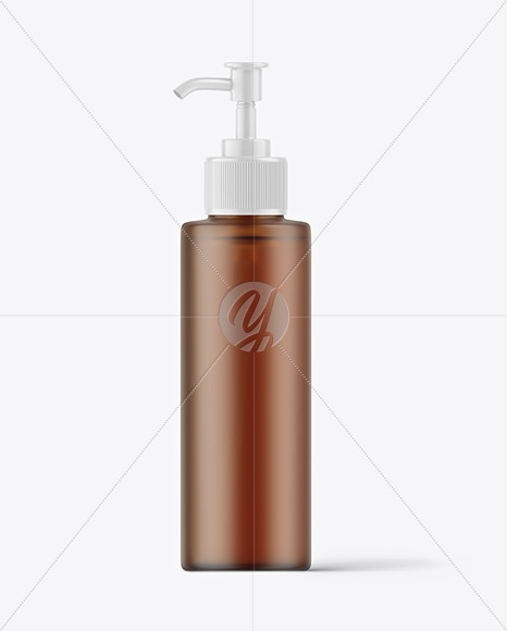 Frosted Amber Bottle with Pump Mockup