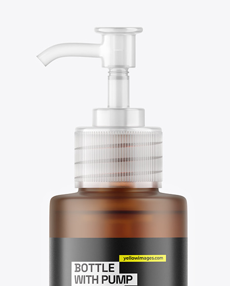 Frosted Amber Bottle with Pump Mockup