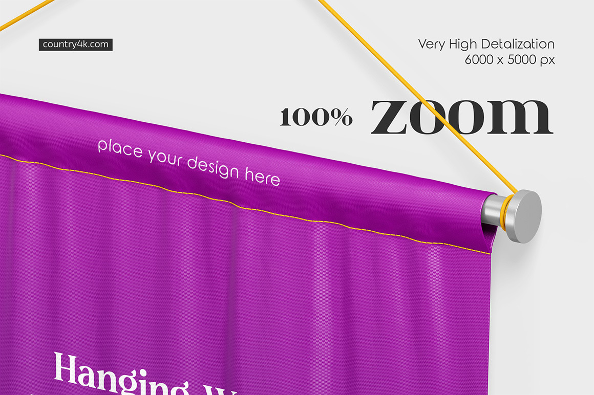 Hanging Wall Flag Rectangle Pennant Mockup Set