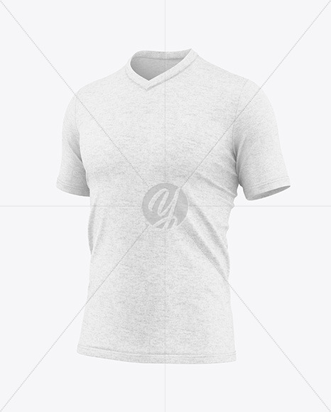 Heather V-Neck T-Shirt Mockup - Half Side View