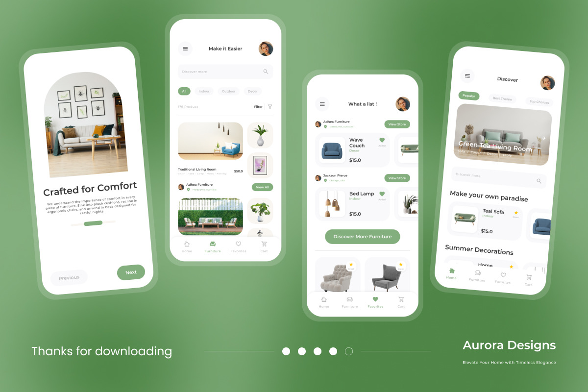 Aurora Designs - Furniture Mobile App Aurora Designs - Furniture Mobile App