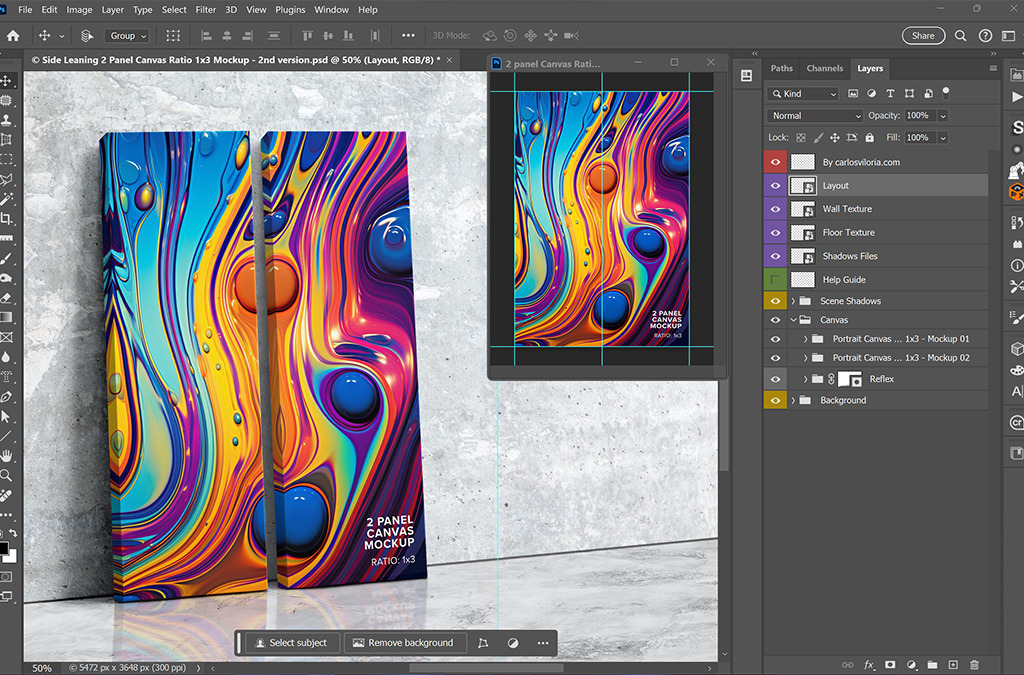 Side Leaning 2 Panel Ratio 1x3 Canvas Mockup – 1.5 In Wrap Side Leaning 2 Panel Ratio 1x3 Canvas Mockup – 1.5 In Wrap