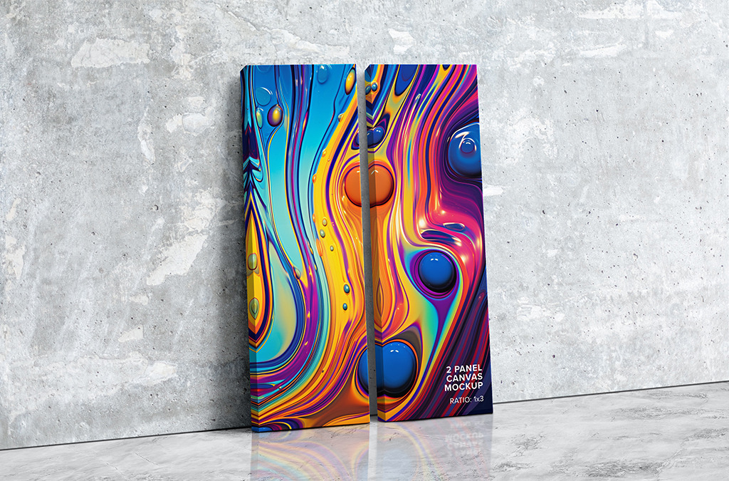 Side Leaning 2 Panel Ratio 1x3 Canvas Mockup – 1.5 In Wrap Side Leaning 2 Panel Ratio 1x3 Canvas Mockup – 1.5 In Wrap