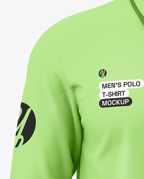 Long Sleeve Polo T-Shirt Mockup - Front View