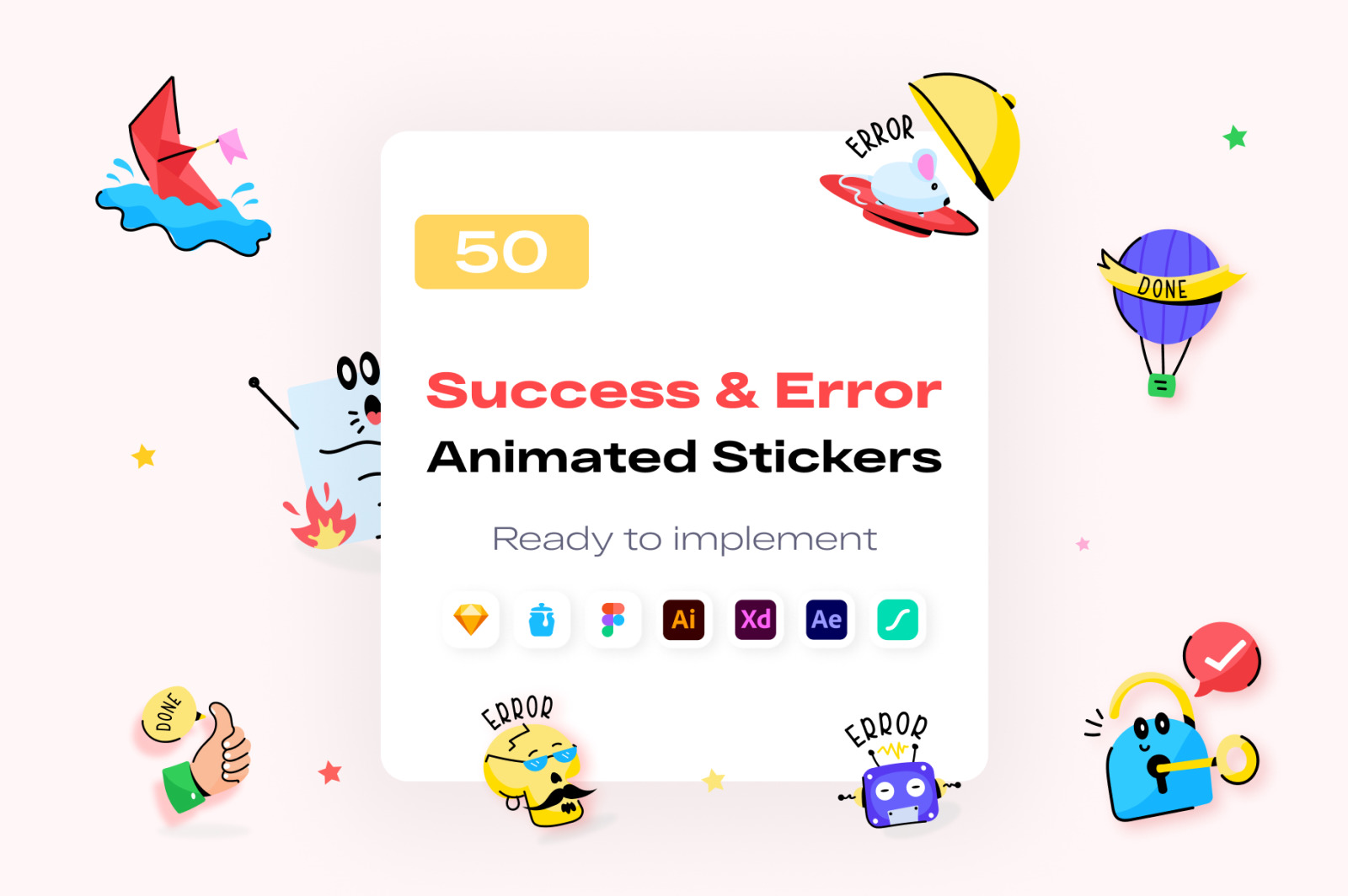 Success and Error Animated Stickers Success and Error Animated Stickers