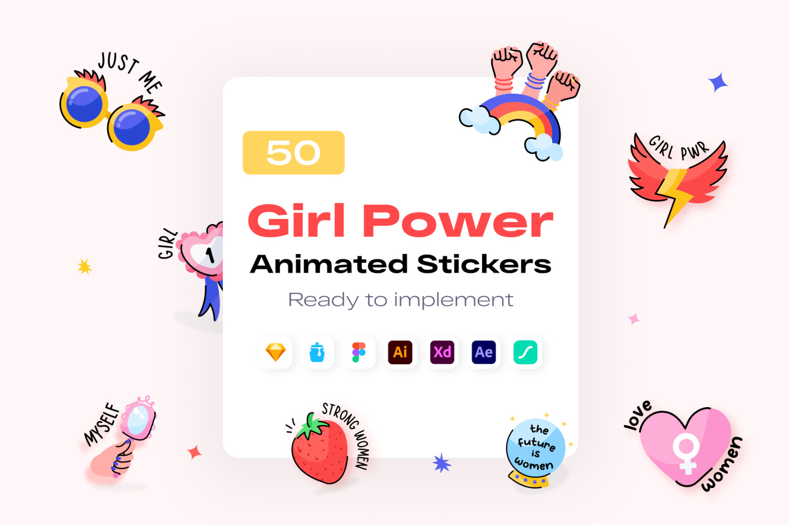 Girl Power Animated Stickers