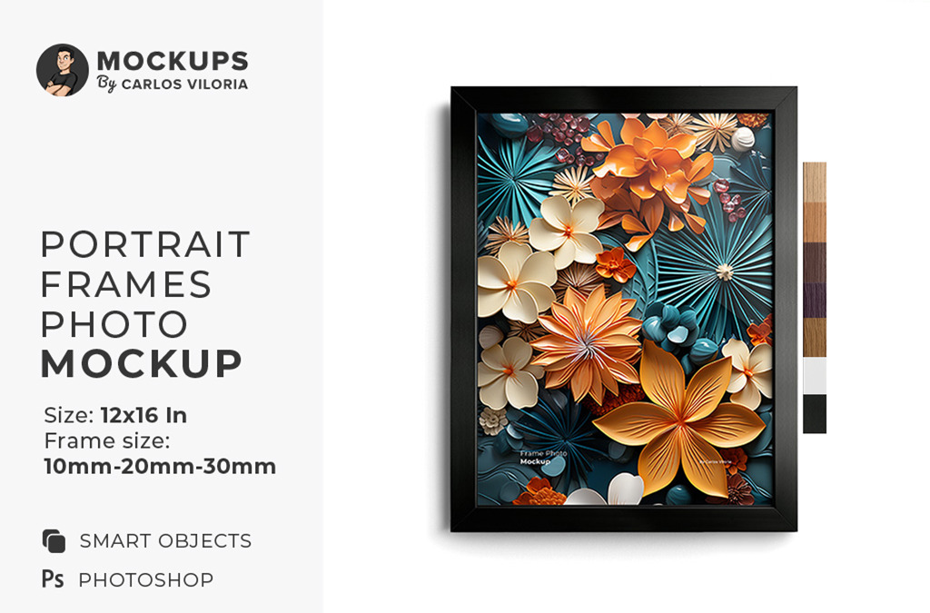 Front Portrait Frame Mockup – 12x16 In