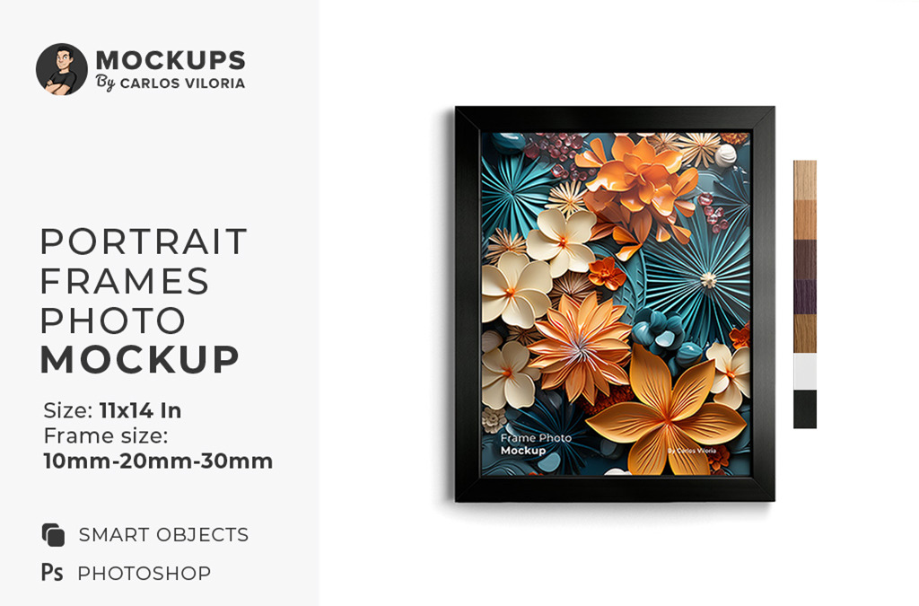 Front Portrait Frame Mockup – 11x14 In