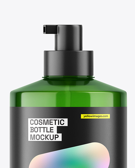 Green Cosmetic Pump Bottle Mockup