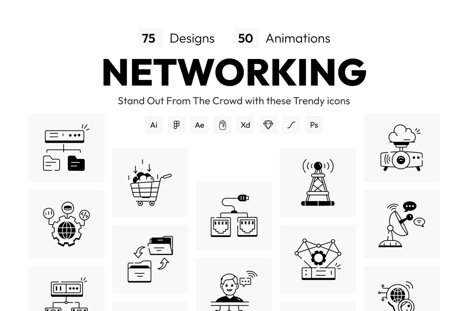 Animated Linear Networking Icons Animated Linear Networking Icons