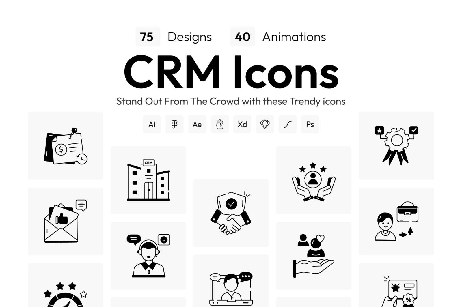 Animated Linear CRM Icons