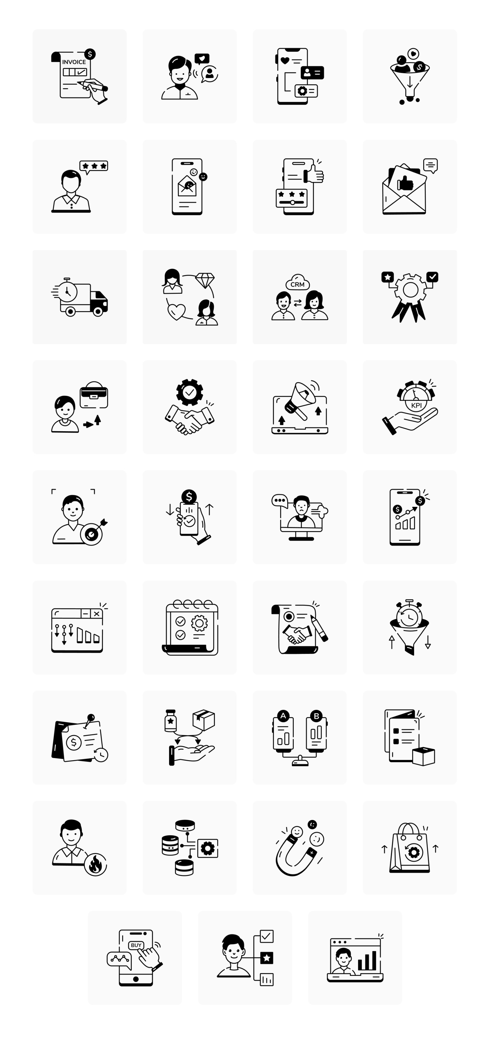 Animated Linear CRM Icons