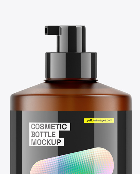 Amber Frosted Cosmetic Pump Bottle Mockup