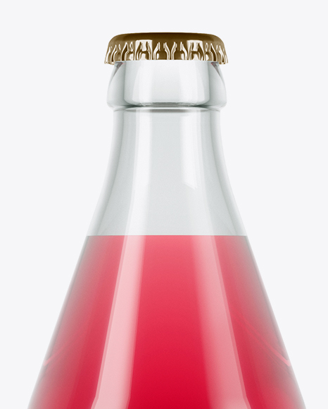 Clear Glass Bottle With Pink Drink Mockup