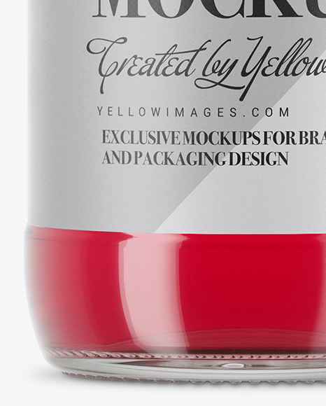 Clear Glass Bottle With Pink Drink Mockup