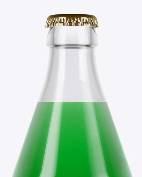 Clear Glass Bottle With Green Drink Mockup