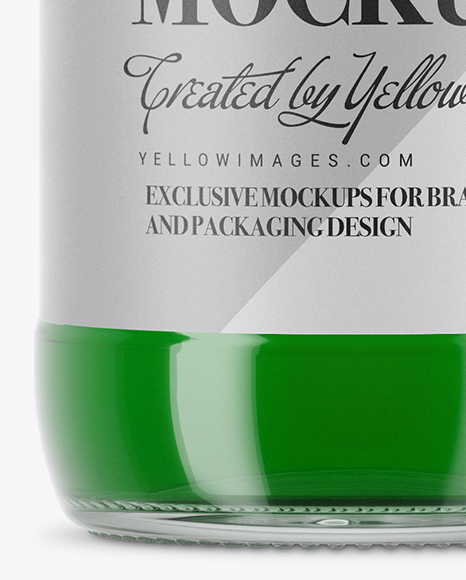 Clear Glass Bottle With Green Drink Mockup