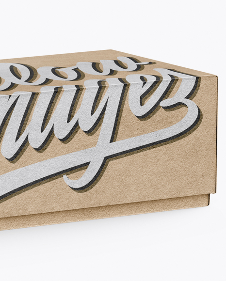 Kraft Paper Box Mockup - Half Side View (High-Angle Shot)