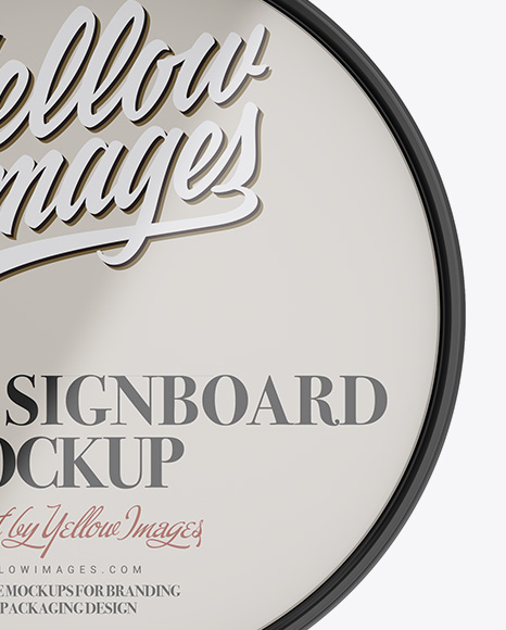 Glossy Round Signboard Mockup - Font View