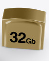 Opened Metallic USB Flash Drive Mockup - Half-Side (High Angle)