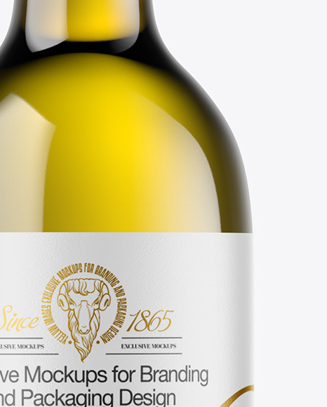 Antique Green Glass White Wine Bottle Mockup