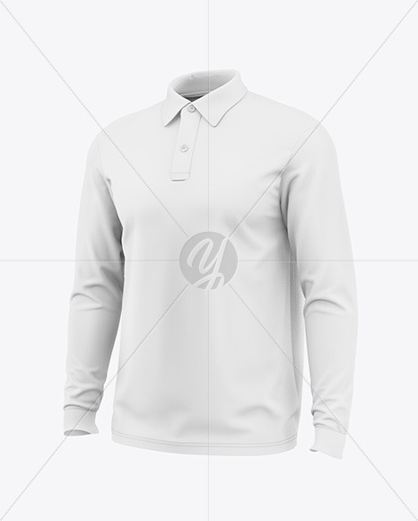 Long Sleeve Polo T-Shirt Mockup - Half Side View