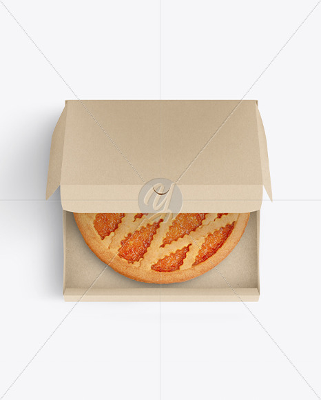 Half Open Kraft Box with Lemon Pie Mockup